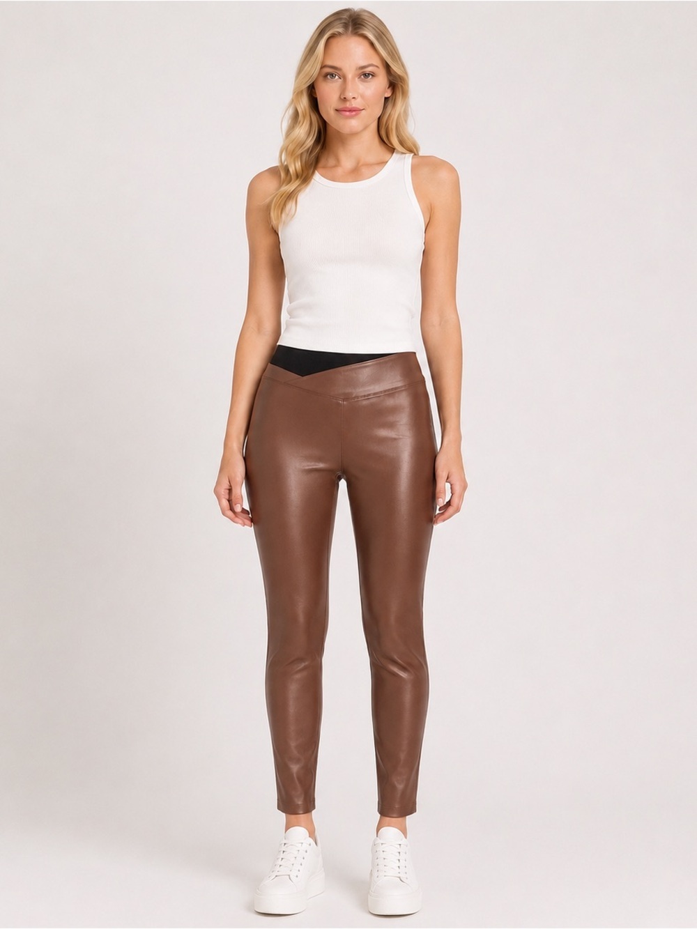 Koral Curva High Rise Infinity Leggings Shimmer Bronze & Black Ankle Size L
